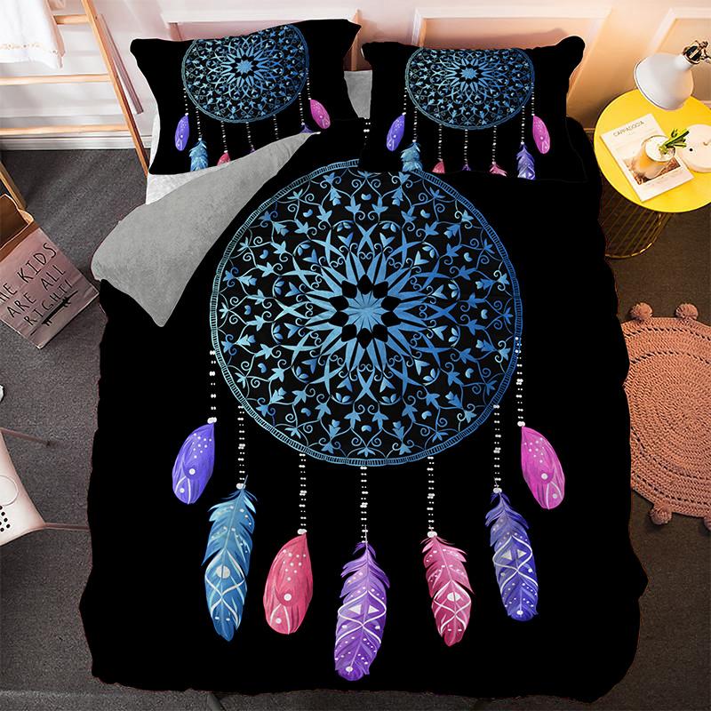 Bohemian Dream Bedding Set King Queen Size Colorful Catcher Duvet Cover Set with Pillowcase Polyester Quilt Cover for Kids Girls