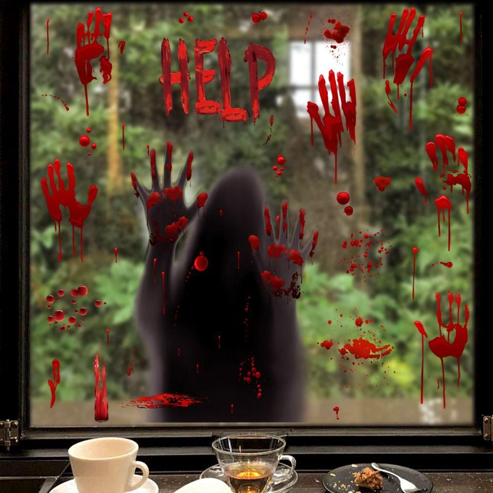 Large Size Scary Halloween Sticker Electrostatic Halloween Bloody Decal Window Ghost Decal  Home