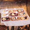 2Set 1/6 Scale Miniature Dollhouse Sumilation Mini Milk Tea Cake With Plate For Kid Pretend Play Toys