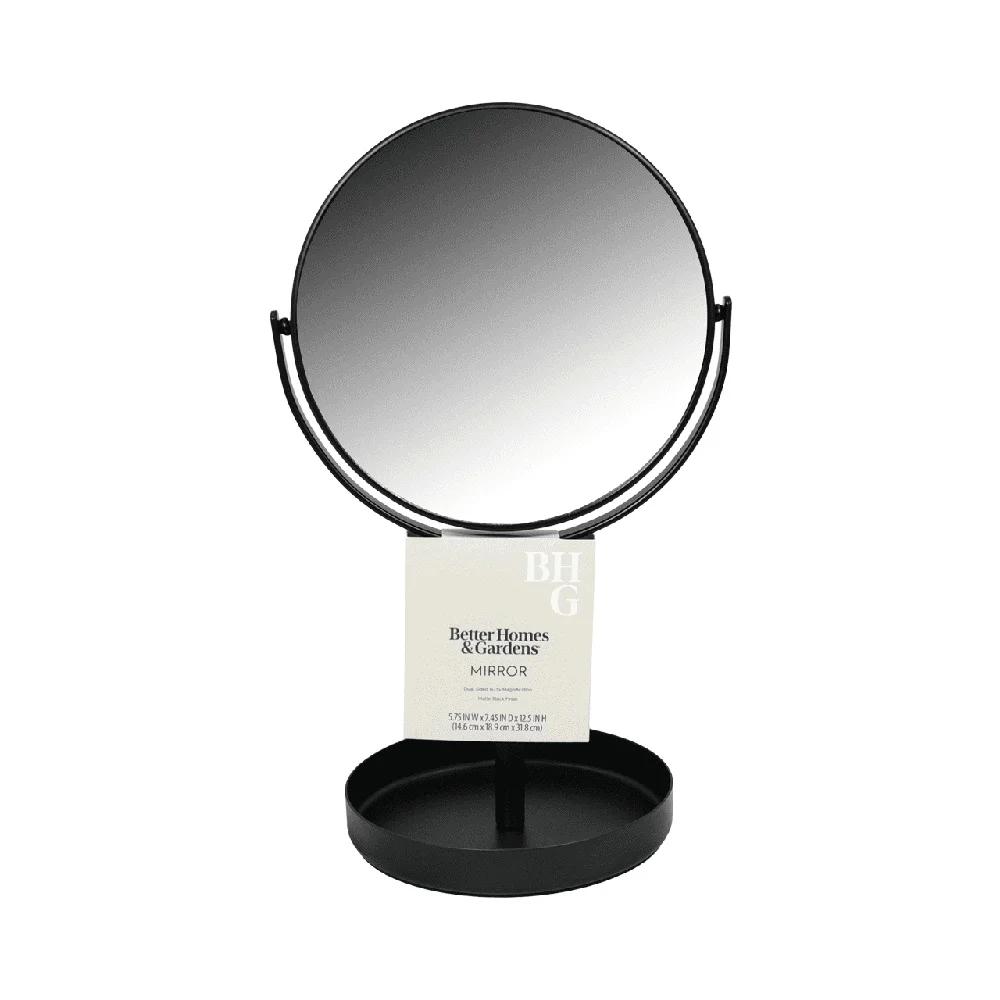 Двустороннее косметическое зеркало, поворачивающееся на 360 градусов, прочное металлическое зеркало для макияжа, настольная подставка для инструментов для макияжа, стильный домашний декор