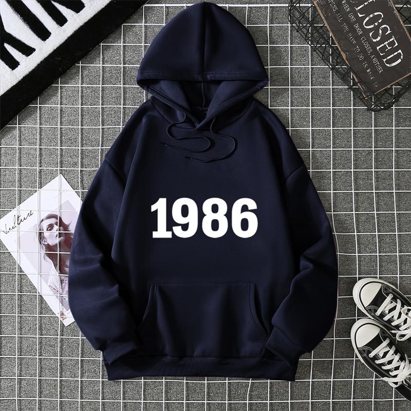 1986 Personality Street City Letter Print Tracksuit Women Novelty Fashion Hoodies Loose Fleece Hoody Casual Comfortable Clothes