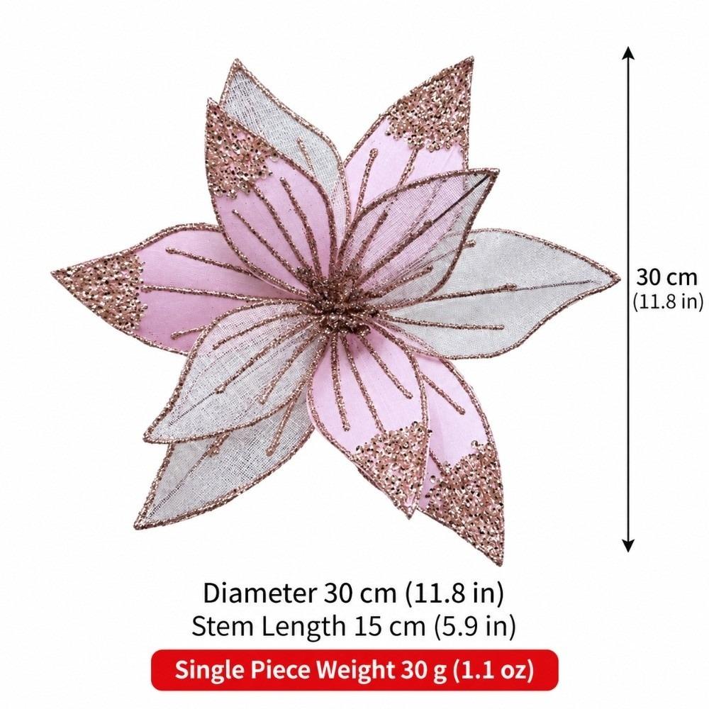 Sparkling Artificial Poinsettia Flower DIY Simulation Flowers Sequins Flower Wedding Decoration