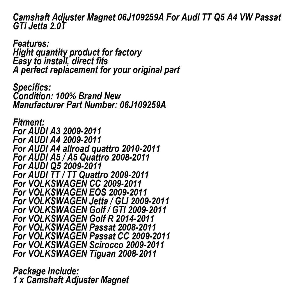 Магнит регулятора распредвала 06J109259A для TT Q5 A4 VW Passat GTi Jetta 2.0T