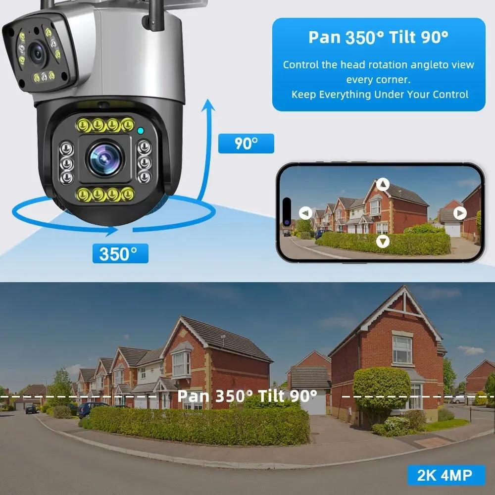 Двухлинзовая 4G IP-камера WiFi 8 Мп 4K Камеры видеонаблюдения Беспроводная Уличная Умный дом Ночное видение V380 Цифровой зум CCTV Камера