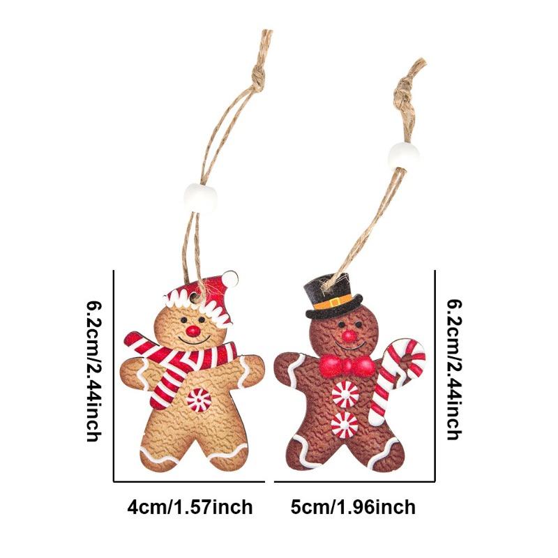 12 шт./набор Деревянные елочные украшения Ручной работы Подвесные Рождественские украшения Экологичные Подарки для праздничной вечеринки для домашнего декора