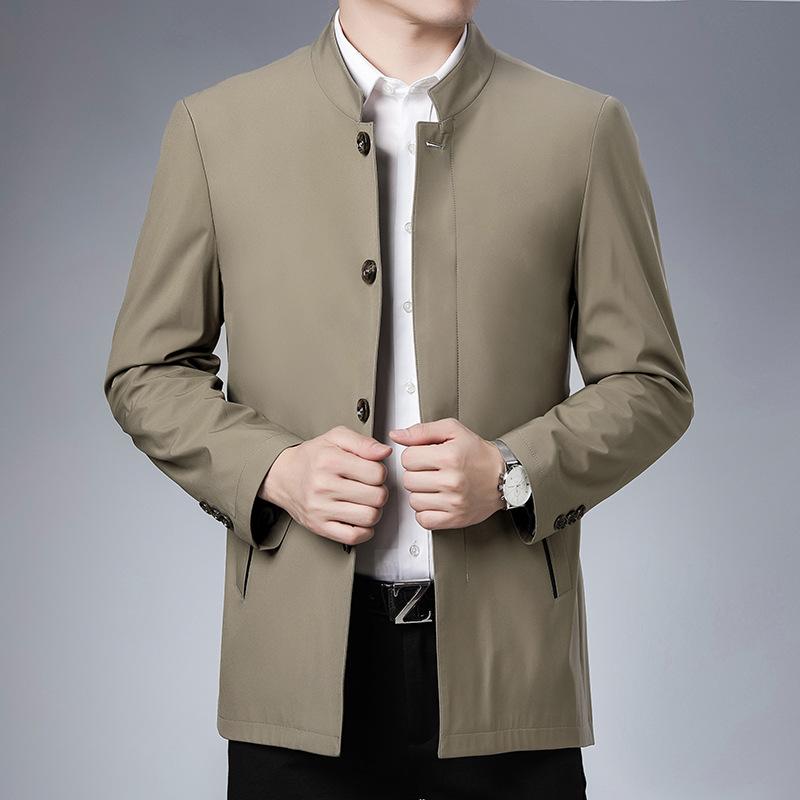 Весенне-осенний пиджак из шелка тутового шелкопряда, повседневный свободный топ на пуговицах для отца среднего возраста, мужская куртка для папы средней длины
