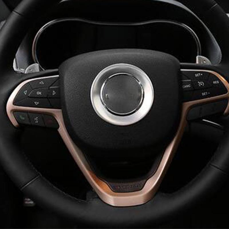 For Jeep Grand Cherokee 2014 2015 2016 2017 2018 Car Sticker Steering Wheel Interior Ring Trim Lamp Frame Stick Part