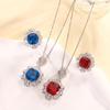 Jewelry Simulation Red Corundum Fat Blue Spinel Pendant Set 14 * 14-12 * 12