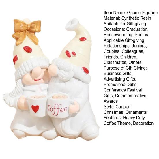 Кофейная пара Фигурка гнома Статуэтка гнома из смолы Безликая скульптура эльфа Рождество Домашний офис Кафе Кофе