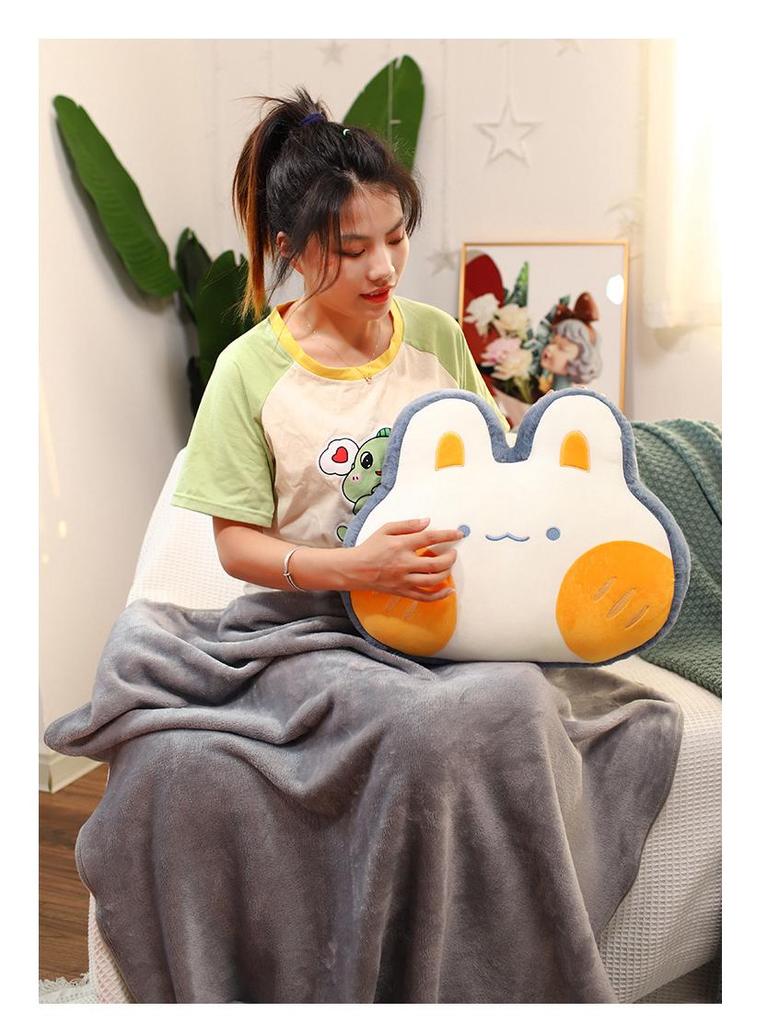 Cute Cartoon 3-in-1 Pillow Blanket: Backrest, Car, Office Nap Essential
