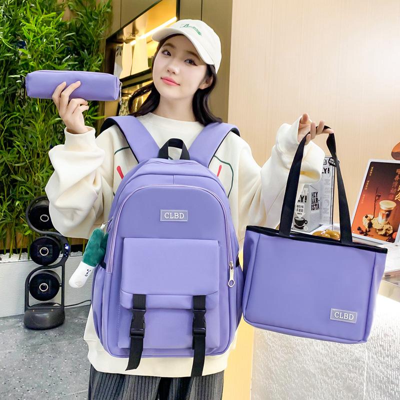Многокомпонентный рюкзак, набор для учащихся средних школ, школьный рюкзак, однотонный рюкзак для девочек большой вместимости
