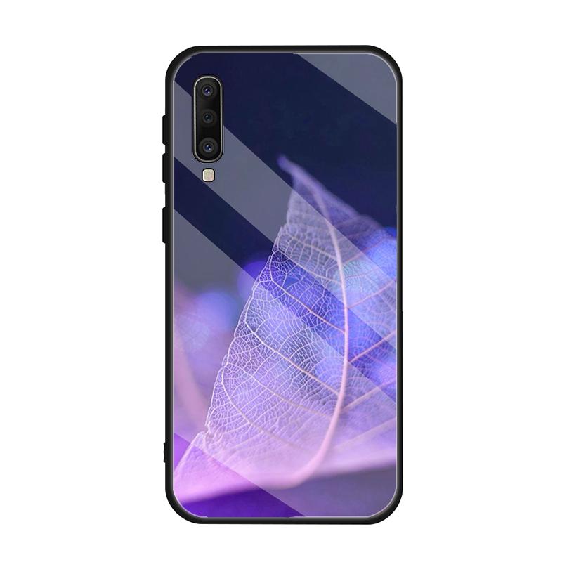 Чехол из закаленного стекла с образцом листа для Samsung Galaxy A10S A10E A20S A20E A30S A40 A50S A60 A70 A80 A90 A6 A7 A8, чехол