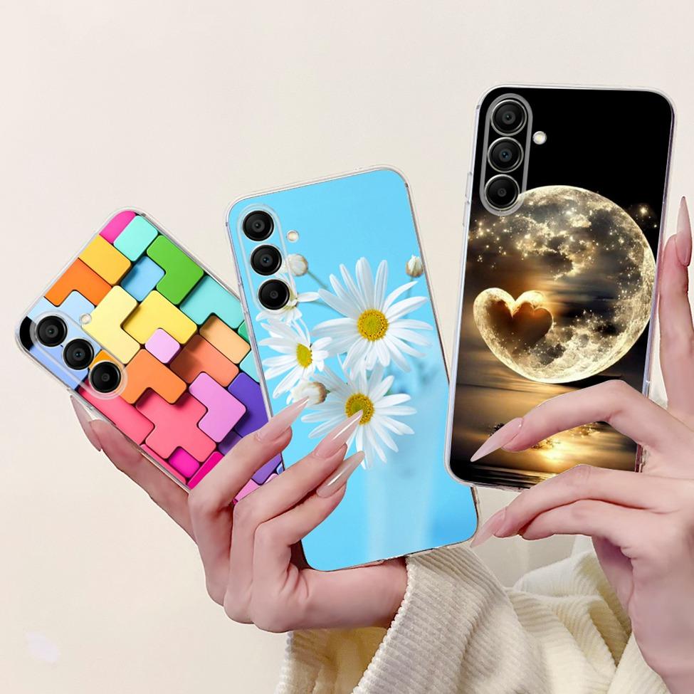 Для Samsung A15 Чехол SM-A155F Прозрачный Роскошный Милый Модный Цветы Забавный Расписной Задняя Крышка Для Samsung Galaxy A15 Чехол для Телефона Funda