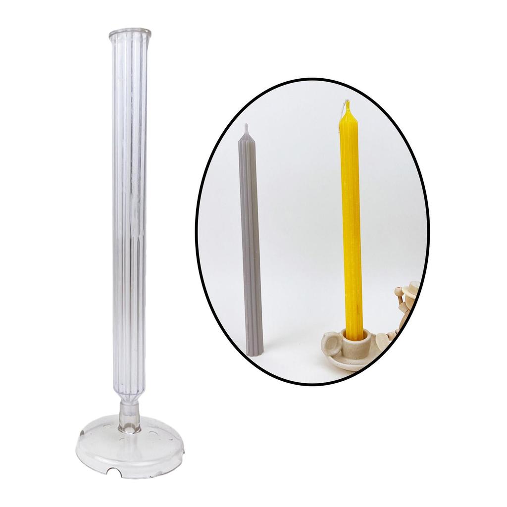 Durable Long Taper Candle Mold Stripe Wax Making Dinner Handmade Plastic Geometric Pole for Home Decor Polymer Clay Soap Making