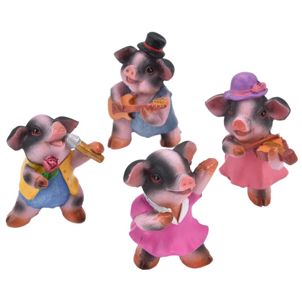 4Pcs music pigs Pig Ornaments Cute Pig Pig Sculpture Exquisite Pig Decor Home