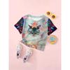 New Funny Animal Cat 3d Print Girls' T-Shirts Party Fashion Short Sleeved Tops Tee 2025 Casual T-Shirts Girls' Clothing