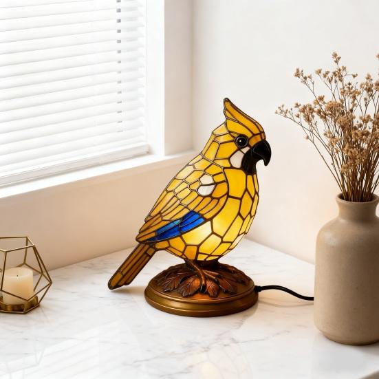 Витражная лампа-птица Yousheng, ночник-птица из смолы с питанием от USB, лампа для украшения стола для дома, офиса, гостиной, спальни, рождественский подарок на день рождения