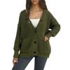 Женская мода однотонный вязаный кардиган с карманами на пуговицах пальто свитер