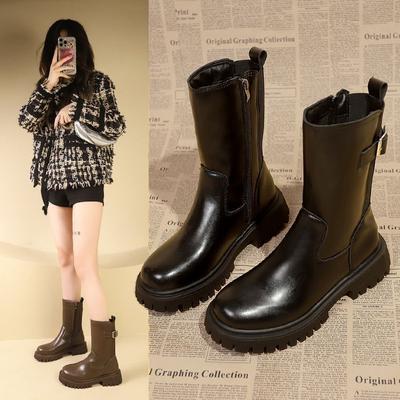 Коричневые женские ботинки мартинсы, популярные осенью и зимой 2025 года, европейские маленькие короткие ботинки челси, иностранные дымчатые ботинки