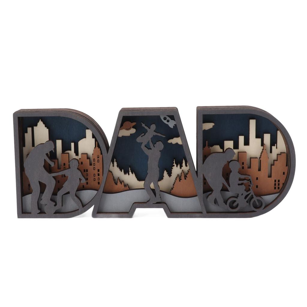 Light Up Letters Decor Battery Operated Wooden Dad Letters Sign Light for Fathers Day S