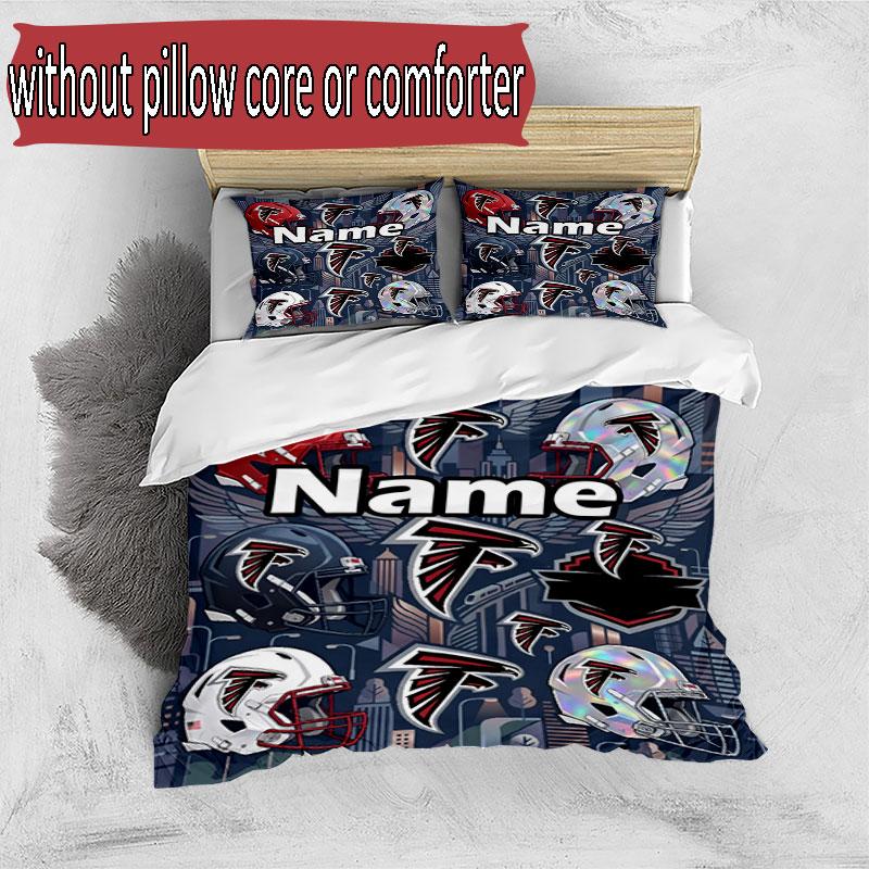 3pcs Duvet Cover Set (1*Duvet Cover + 2*Pillowcase, Without Core), Custom Name NFL Pattern Bedding Set, Home Bedroom Decor Gift
