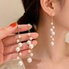Серьги-подвески с кисточкой из имитации жемчуга, длинные, элегантные, свадебные, ювелирные изделия для женщин