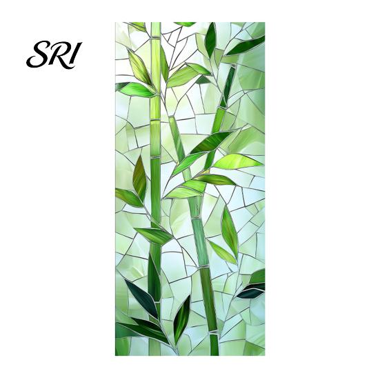 Non Adhesive Window Decal Privacy Film Stained Glass Floral Static Cling Decorative Sticker UV Blocking Heat Control for Doors Windows Decoration