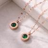 Ожерелье с подвеской из розового золота с римским изумрудом и круглым стеклянным камнем, женская винтажная легкая роскошная титановая стальная цепочка на ключицу