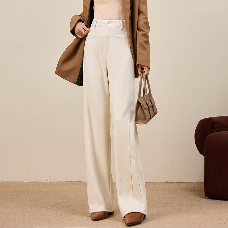 Winter thick drape high-waisted straight-leg pants that conceal flesh and slim casual pants, loose women's pants that are versatile