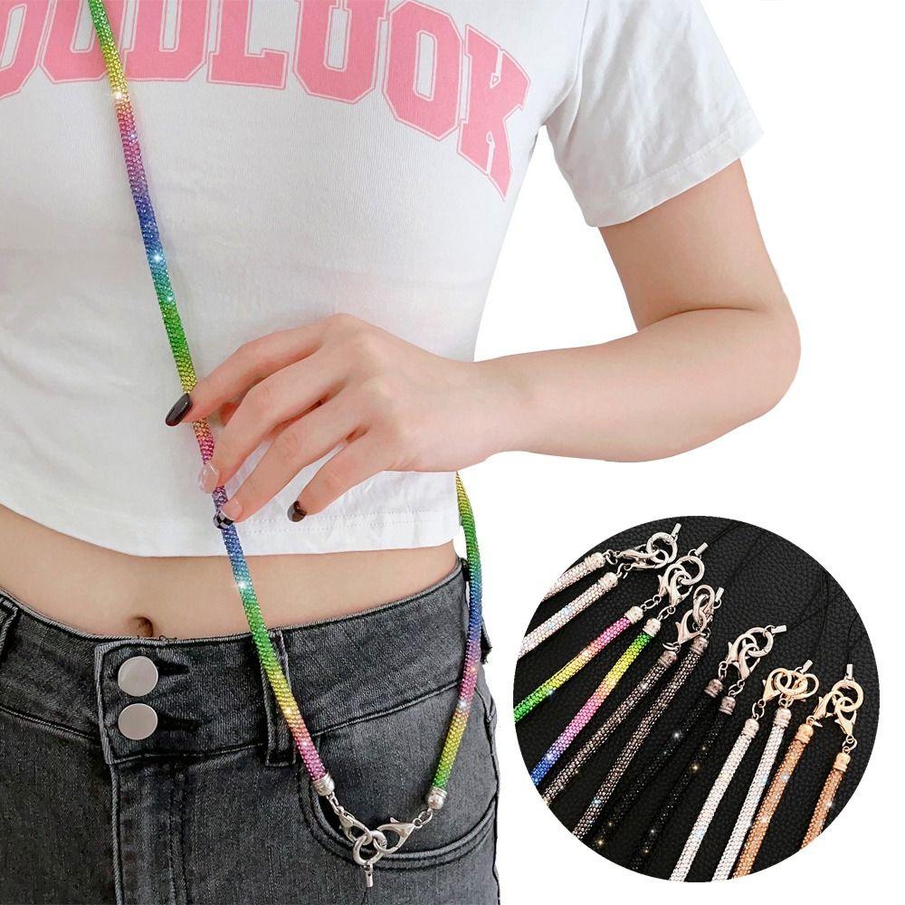 Crystal Rhinestone Phone Lanyard Bling Bling Hanging Cord Phone Anti-lost Rope  Phone Accessories