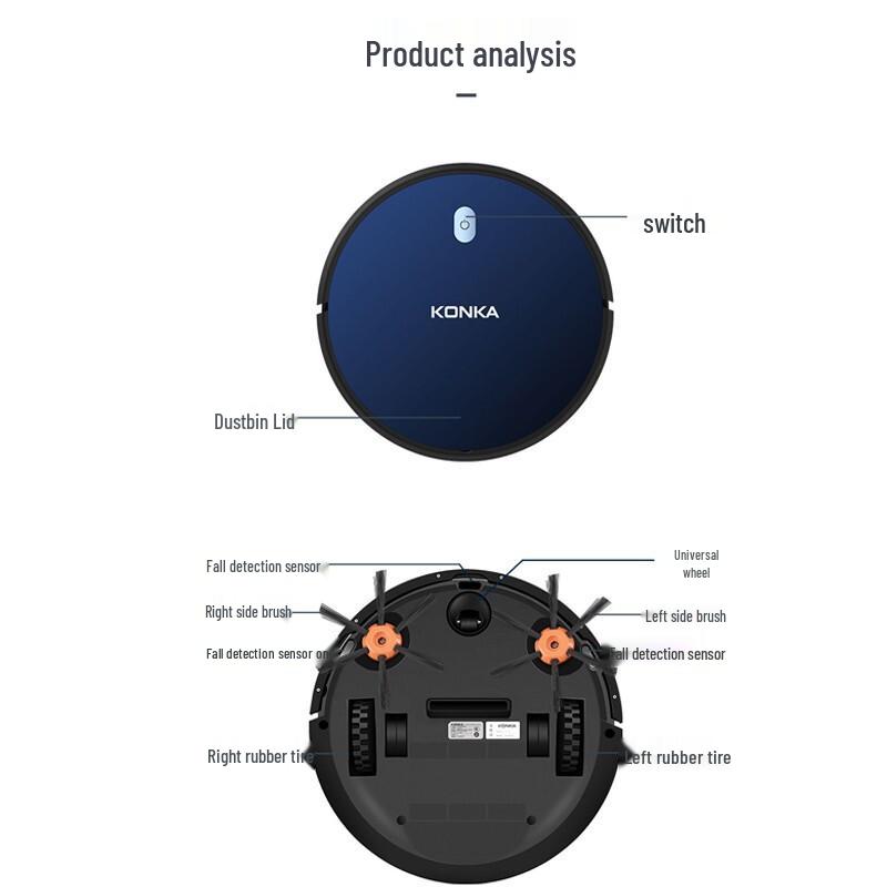 KONKA Smart Robot Vacuum Mop CN plug (adapter included)