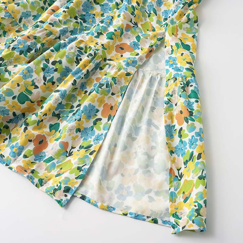 Женское летнее платье с короткими рукавами и высокой талией в этническом стиле на шнуровке