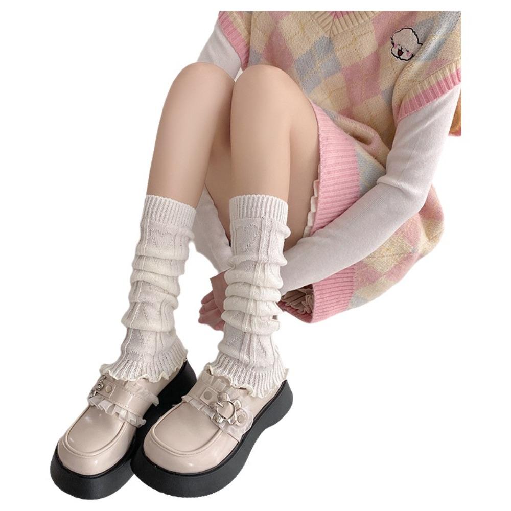 Knitted Foot Cover Leg Warmers Lace Leg Cover Socks Kawaii Stacked Socks For Women Girls