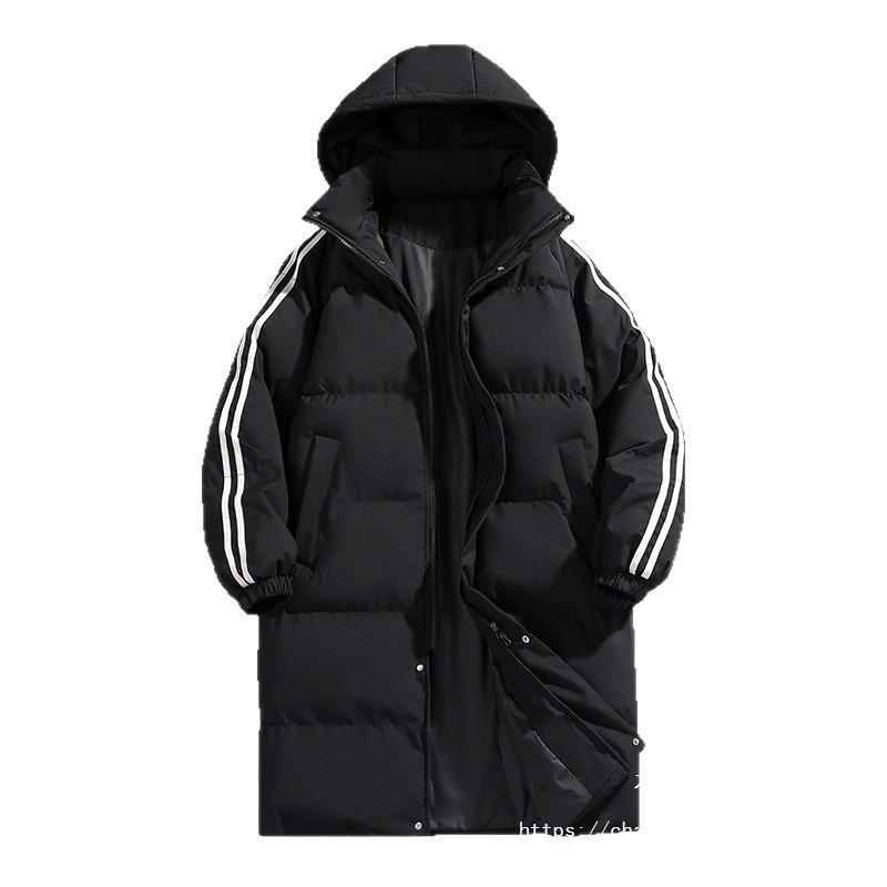 Мужская новая зимняя утолщенная хлопковая одежда средней длины, мужская и женская, большого размера, с капюшоном, теплая, как хлеб