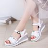 Leather Summer Women Sandals Shoes Platform Buckle  Ladies White Sneakers Sandals Woman Open Toe Male Quality High Heel 6.0 CM