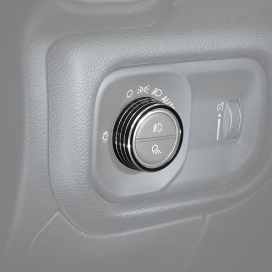 For Dodge Ram 1500 19-25 Black Aluminum Headlight Switch Button Cover Trim Ring
