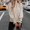 European and American women's clothing spring and autumn 1116 new printed pullover short polka dot long-sleeved top
