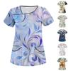 Women's Casual  Print Short Sleeve Sloping Collar Workwear Top With Double Pockets