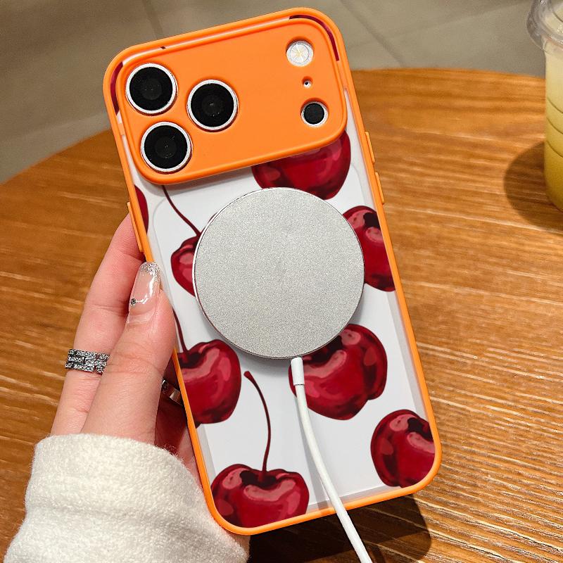 Cherry Fruits Print Case For iPhone 17 18 Pro Max Hybrid TPU+PC Magnetic Phone Cover For iPhone 16 15 14 13 Pro Max 17E