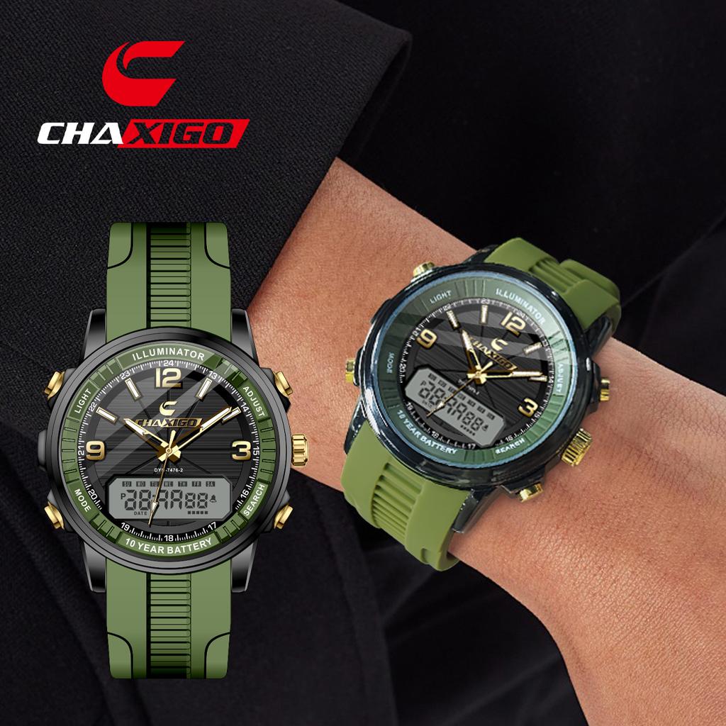 CHAXIGO 7476 Business Quartz Men's Watch Waterproof Calendar Luminous Dual Display Watches for Men Montres Hommes Reloj Hombre