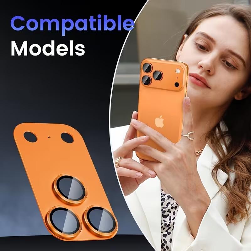 1 шт. Защитная пленка для iPhone 17 Pro Max/iPhone 17 Pro/17 Air Полное покрытие Ультратонкий Защита объектива камеры Металлическая рамка