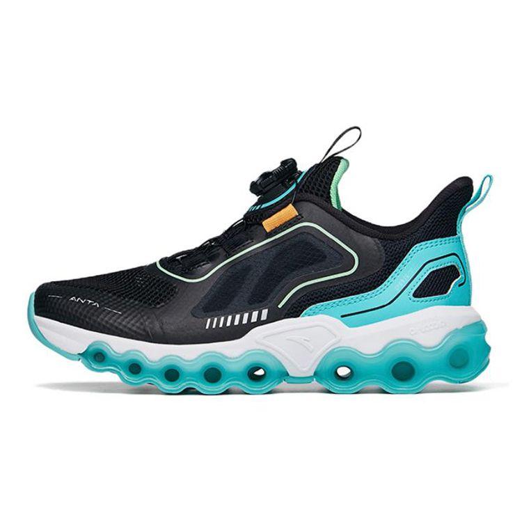 Anta Energy Ring Wear-Resistant Non-Slip Running Shoes Kids Sneakers Black Green 312225535-4