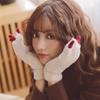 Autumn And Winter Antlers Flip Mittens Female Gloves Christmas Wool Mittens Half-finger Gloves