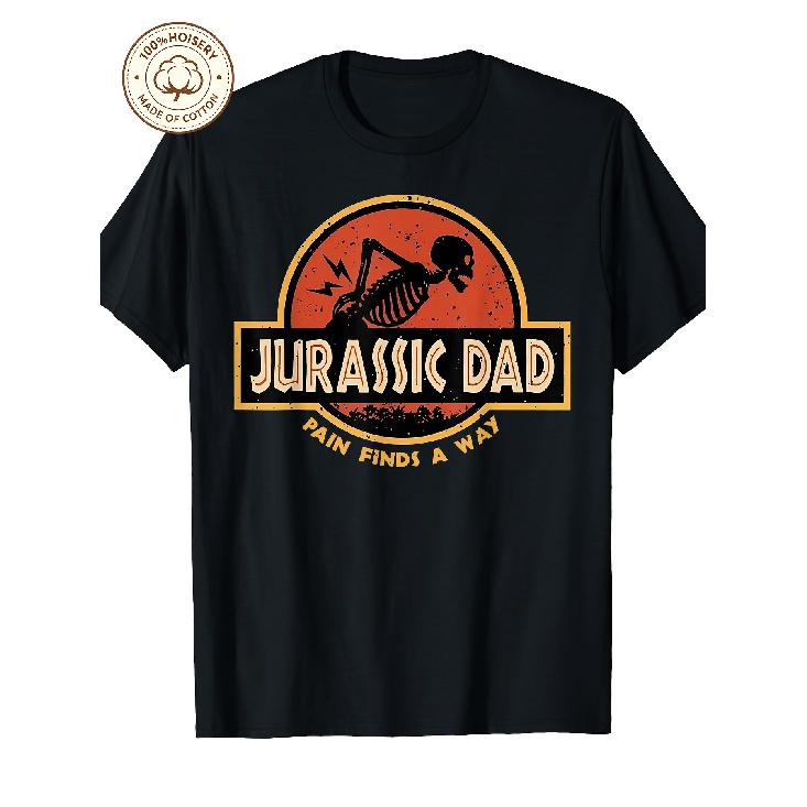 Plus Size, T-Shirt Print Jurassic Dad Pain Finds A Way Funny Sarcastic Skeleton T-Shirt Fashion Breathable Streetwear Top For Casual Attire Versatile