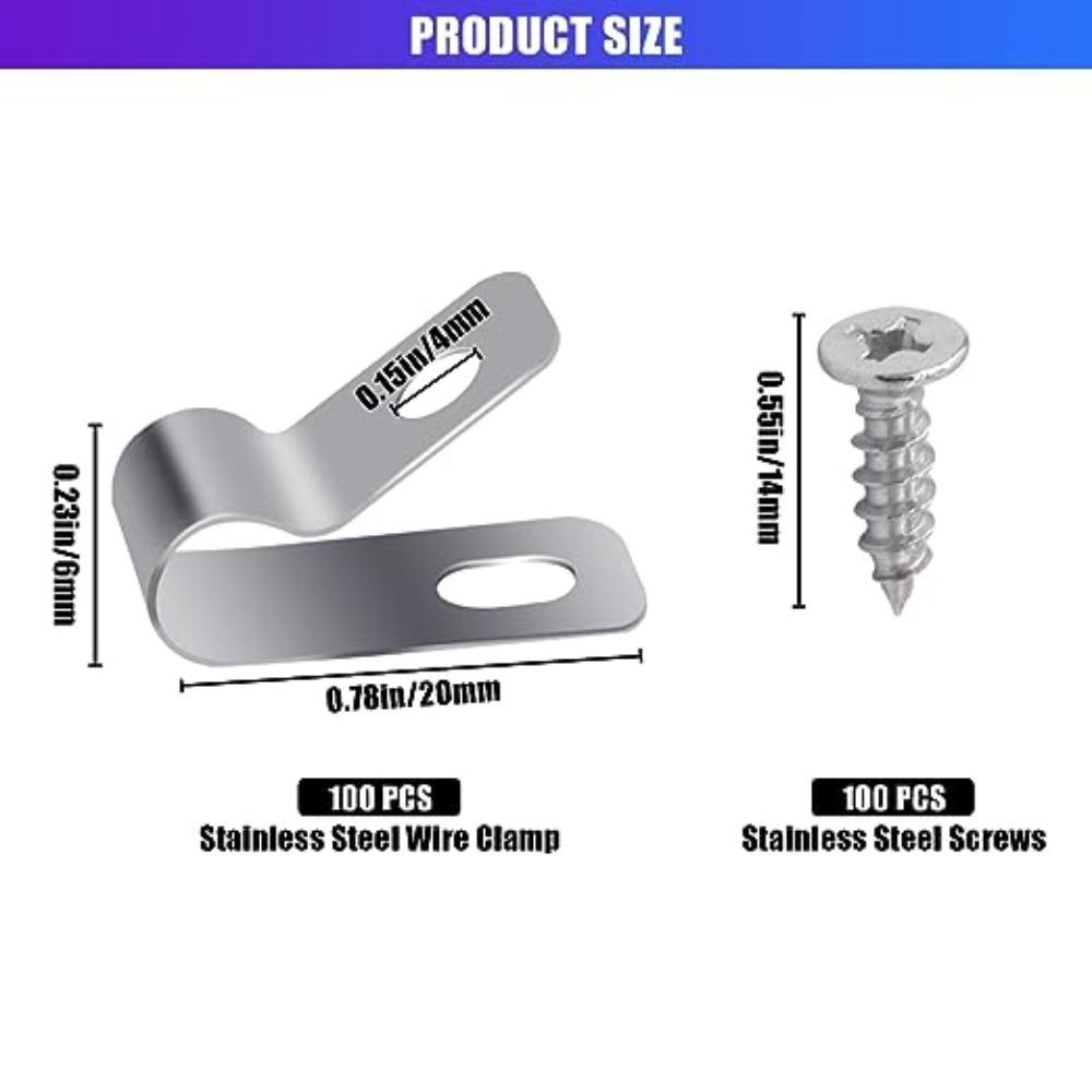 100 шт. R-образные проволочные зажимы из нержавеющей стали, зажимы для проволочной полки, зажимы для проводов прицепа, проволока