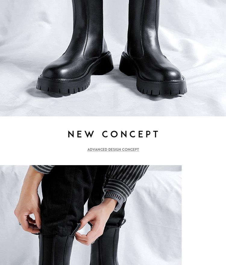 Осень 2024 г. Мужские модные ботинки Chelsea Martin на толстой подошве с высоким берцем