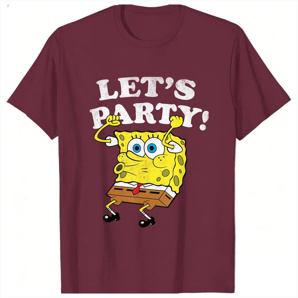 Unisexs Spongebobs Lets Party T Shirts 100 Cotton Clothing Beach Y2K Funny Short Sleeve TShirt O Neck Tee Shirt New Arrival