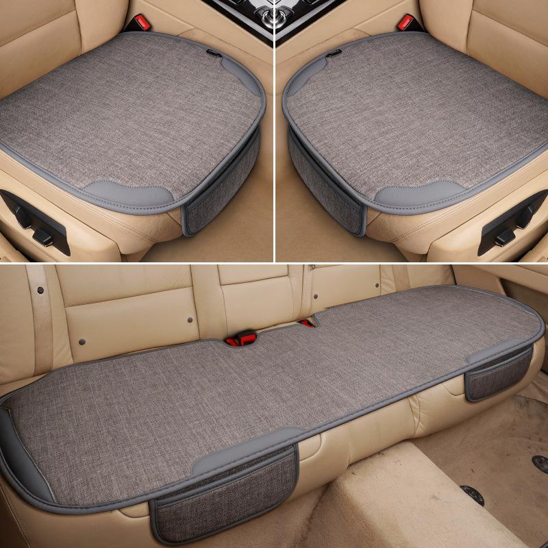 High-quality Universal Linen Car Seat Cushion Four Season Single Piece Butt Support Three Piece Set for Rear Seats