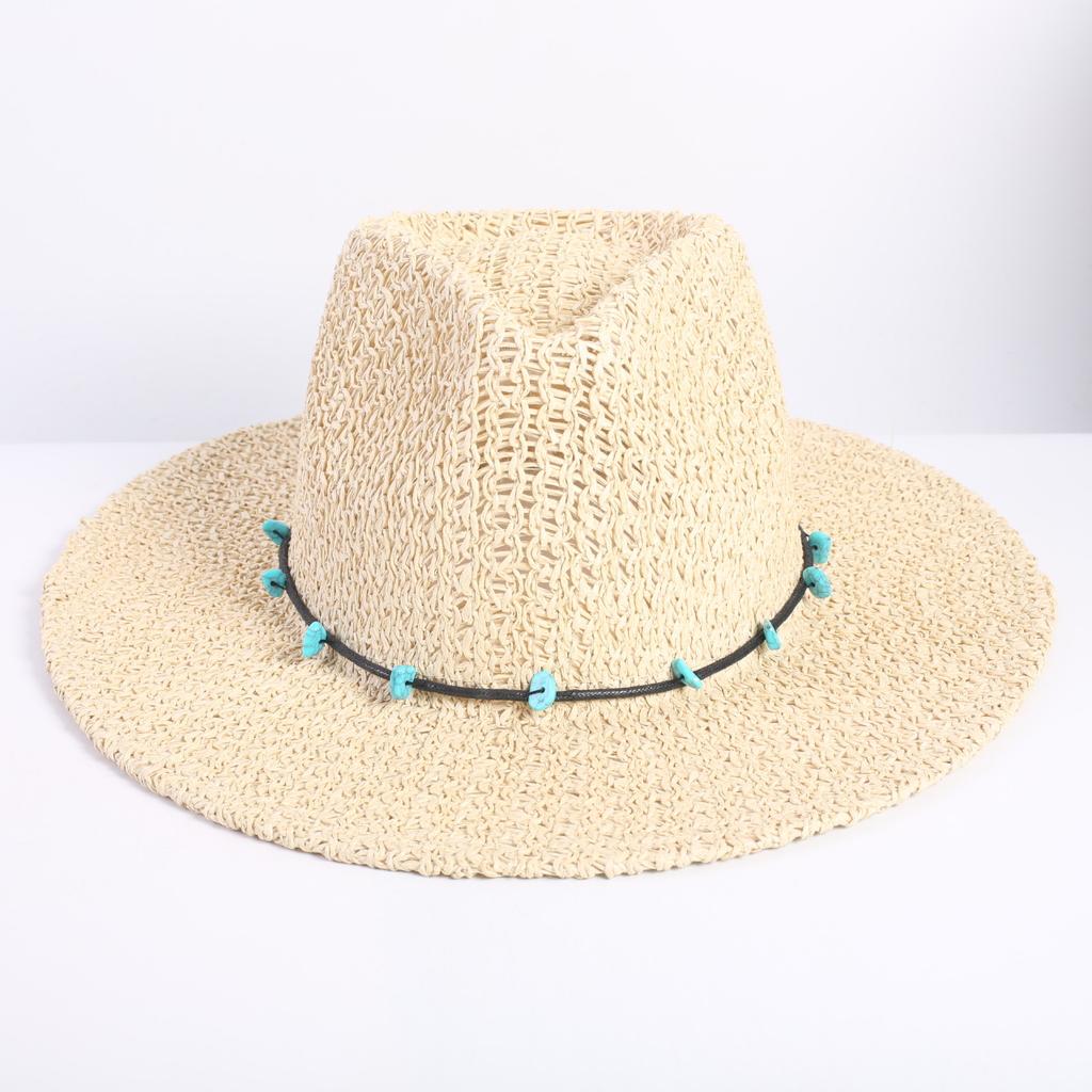 Popular Classic Western Cowboy Straw Hat Summer Hollow Big Eaves Sun Hat Handwoven Straw Hat