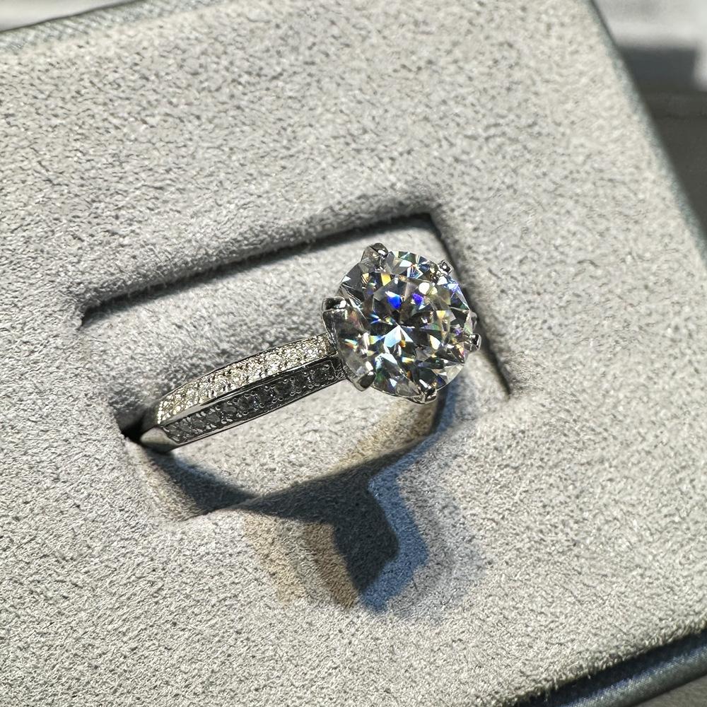Vinregem 100% Стерлинговое Серебро 925 пробы, сверкающее круглой огранки, 8 мм, 2CT, 3EX VVS1, цвет D, настоящий муассанит с бриллиантами, женское кольцо, свадебное обручальное ювелирное изделие